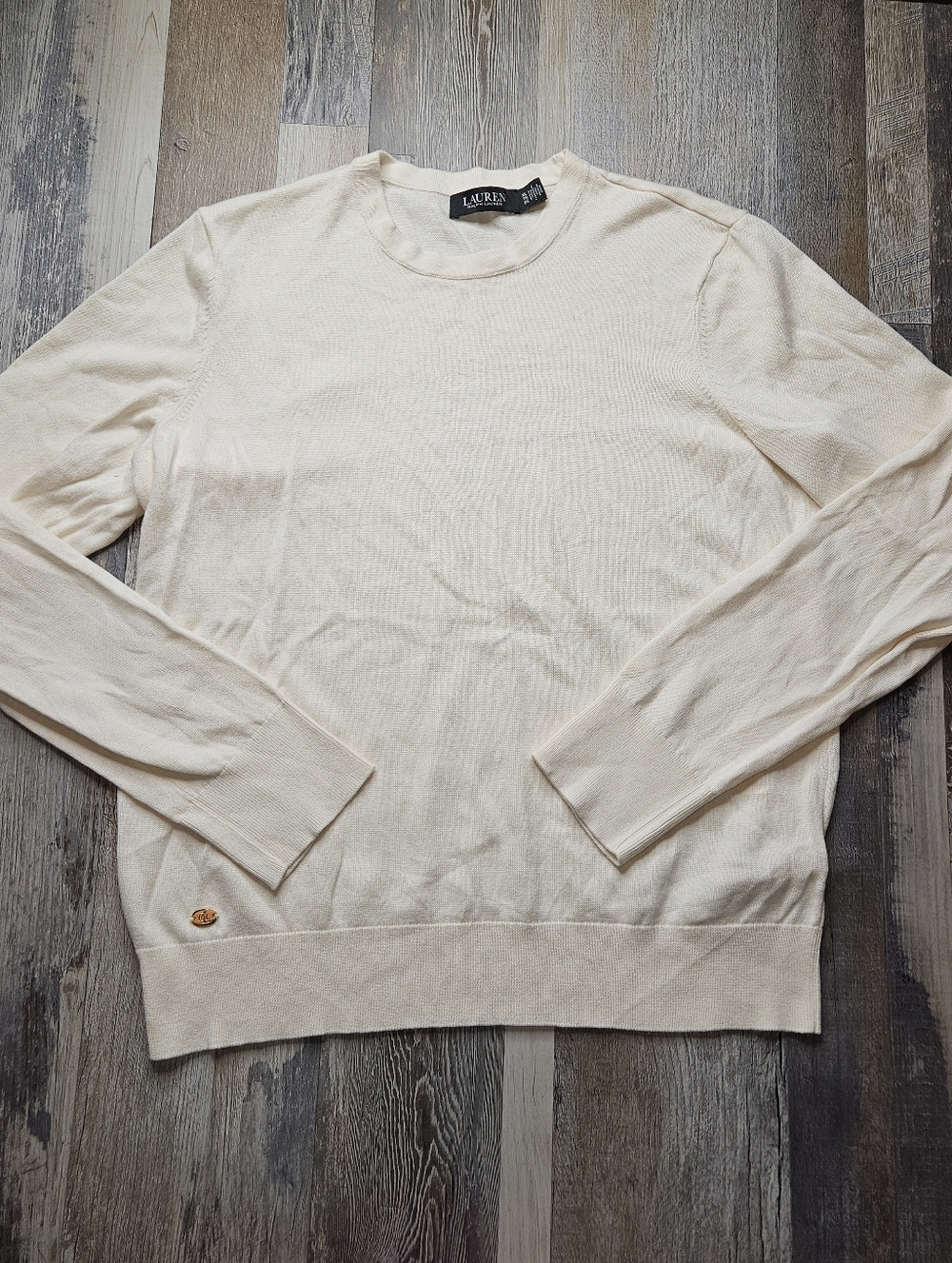Lauren Ralph Lauren Black Label Cream Crewneck Sweater XL